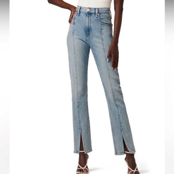 HUDSON JEANS Harlow Split Hem Ultrahigh Waist Cigarette Jeans in Stellar NEW - Picture 2 of 16